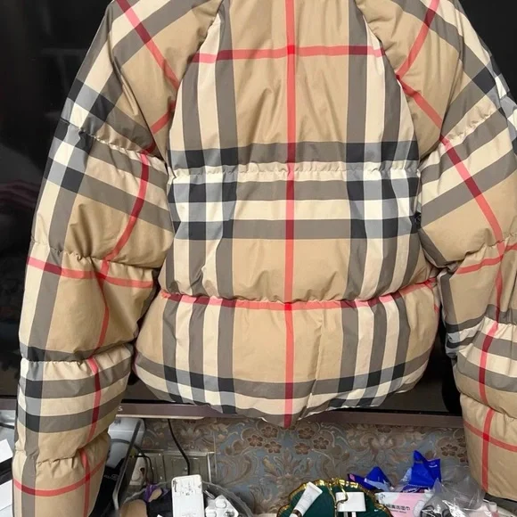 Burberry Beige Check Puffer Jacket - Picture 2 of 8